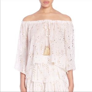 Love Shack Fancy White Gold Star Tassel Top